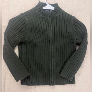 Lands' End Women's Dark Green Ribbed Cardigan